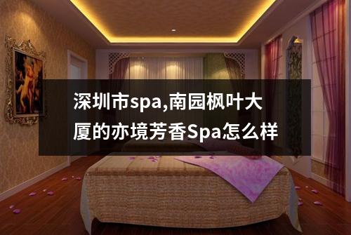 深圳市spa,南园枫叶大厦的亦境芳香Spa怎么样